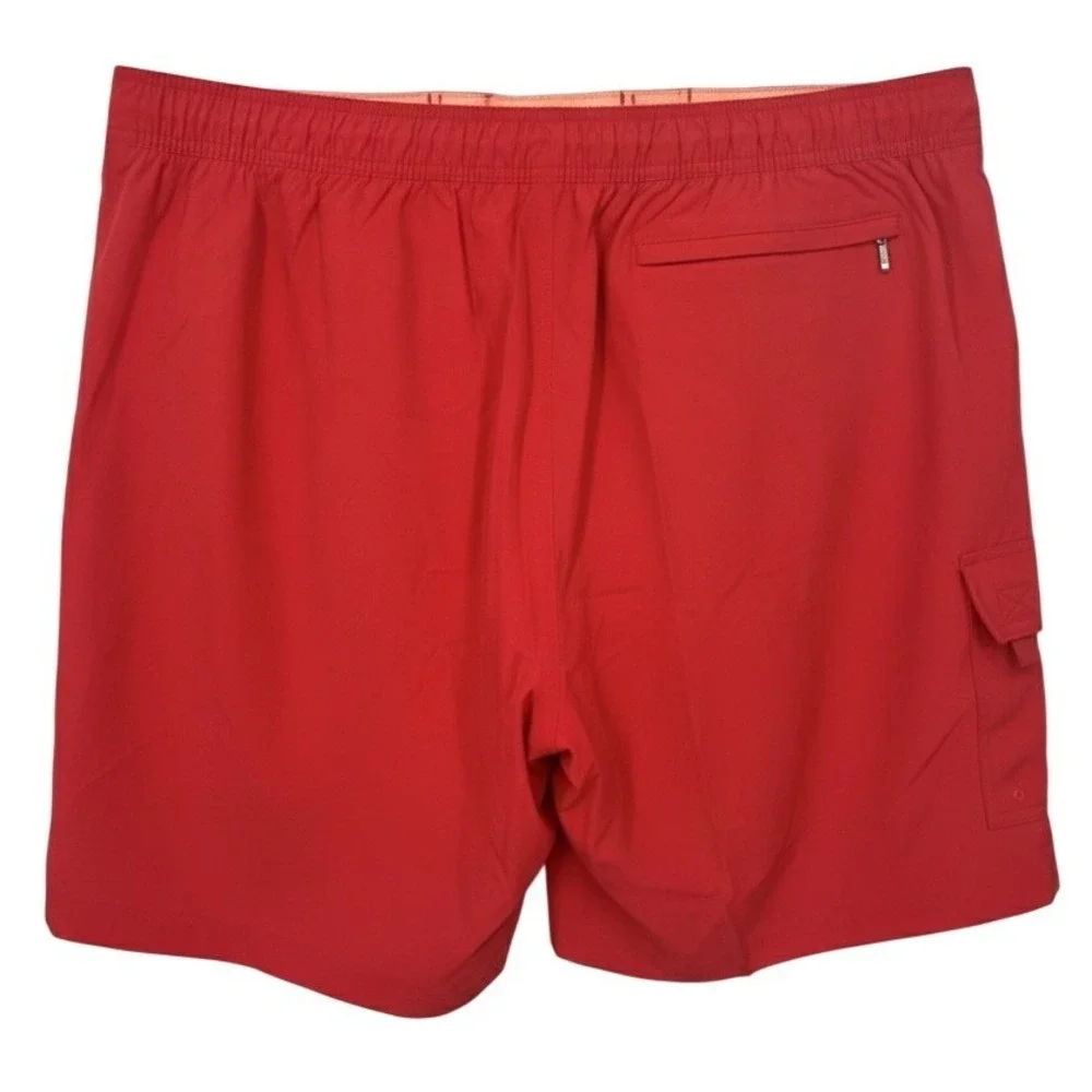 NEW Caribbean Swimwear Mens 2XB Light Red‎ Cargo Board Shorts Swim Trunks